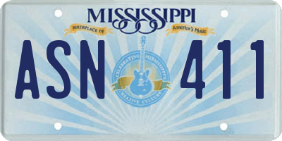 MS license plate ASN411