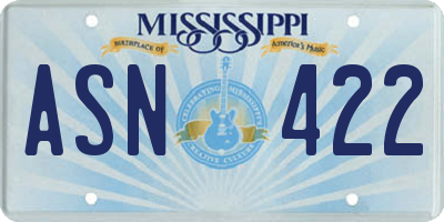 MS license plate ASN422