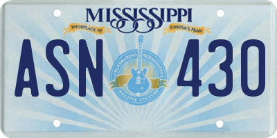 MS license plate ASN430