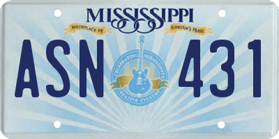 MS license plate ASN431