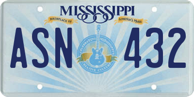 MS license plate ASN432