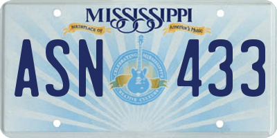 MS license plate ASN433