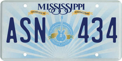 MS license plate ASN434