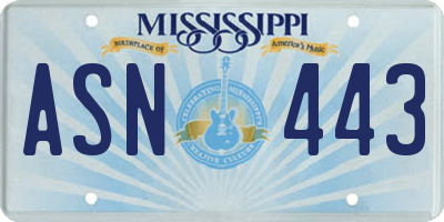 MS license plate ASN443