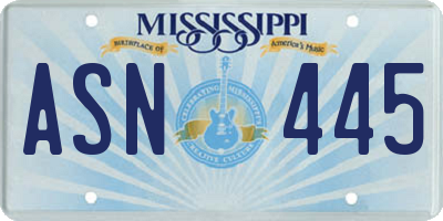 MS license plate ASN445