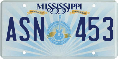 MS license plate ASN453