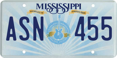 MS license plate ASN455