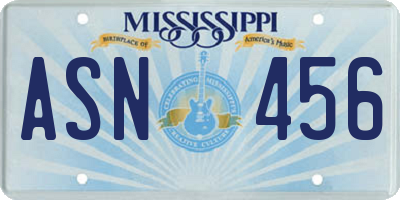 MS license plate ASN456