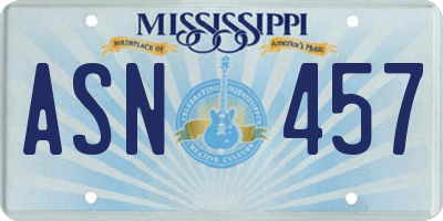 MS license plate ASN457