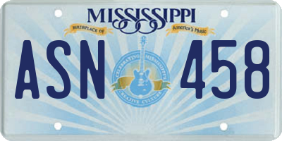 MS license plate ASN458