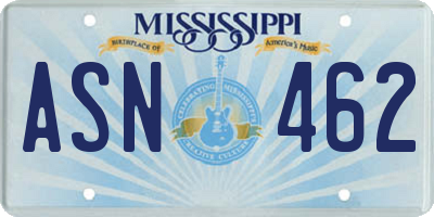 MS license plate ASN462