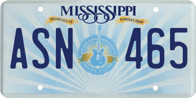 MS license plate ASN465