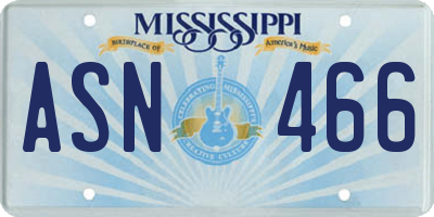 MS license plate ASN466