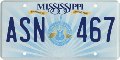 MS license plate ASN467