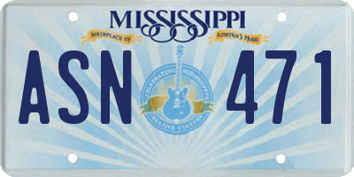 MS license plate ASN471