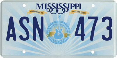 MS license plate ASN473