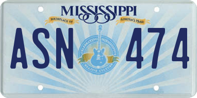 MS license plate ASN474