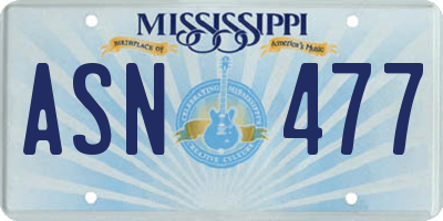 MS license plate ASN477