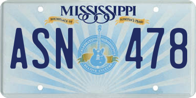 MS license plate ASN478