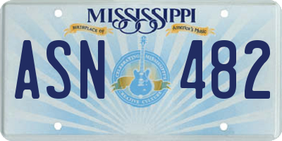 MS license plate ASN482