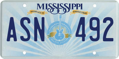 MS license plate ASN492