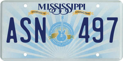 MS license plate ASN497