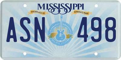 MS license plate ASN498