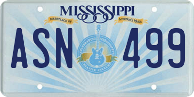 MS license plate ASN499