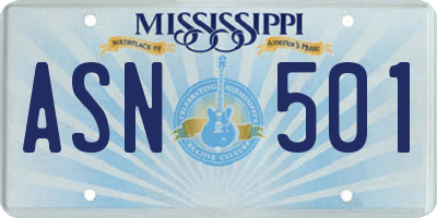 MS license plate ASN501