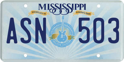 MS license plate ASN503