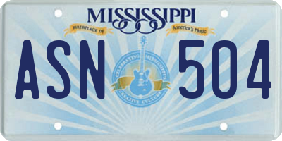 MS license plate ASN504