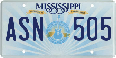 MS license plate ASN505