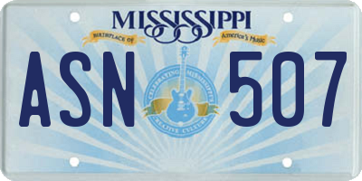 MS license plate ASN507