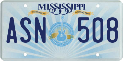 MS license plate ASN508