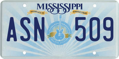 MS license plate ASN509