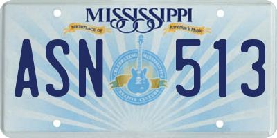 MS license plate ASN513