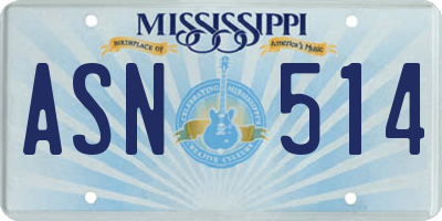 MS license plate ASN514