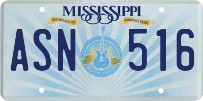 MS license plate ASN516