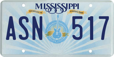 MS license plate ASN517