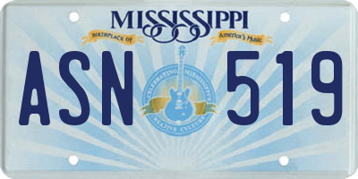 MS license plate ASN519