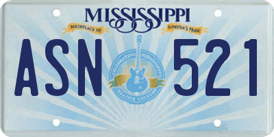 MS license plate ASN521