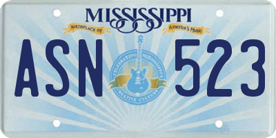 MS license plate ASN523