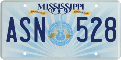 MS license plate ASN528