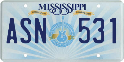 MS license plate ASN531
