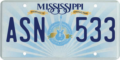 MS license plate ASN533