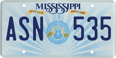 MS license plate ASN535