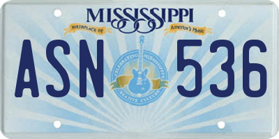 MS license plate ASN536