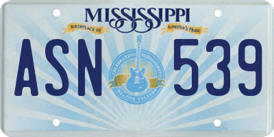 MS license plate ASN539