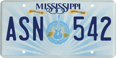 MS license plate ASN542