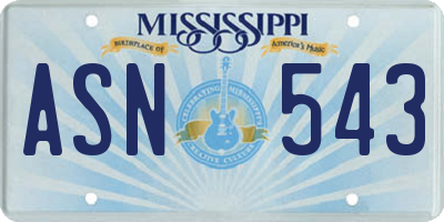 MS license plate ASN543